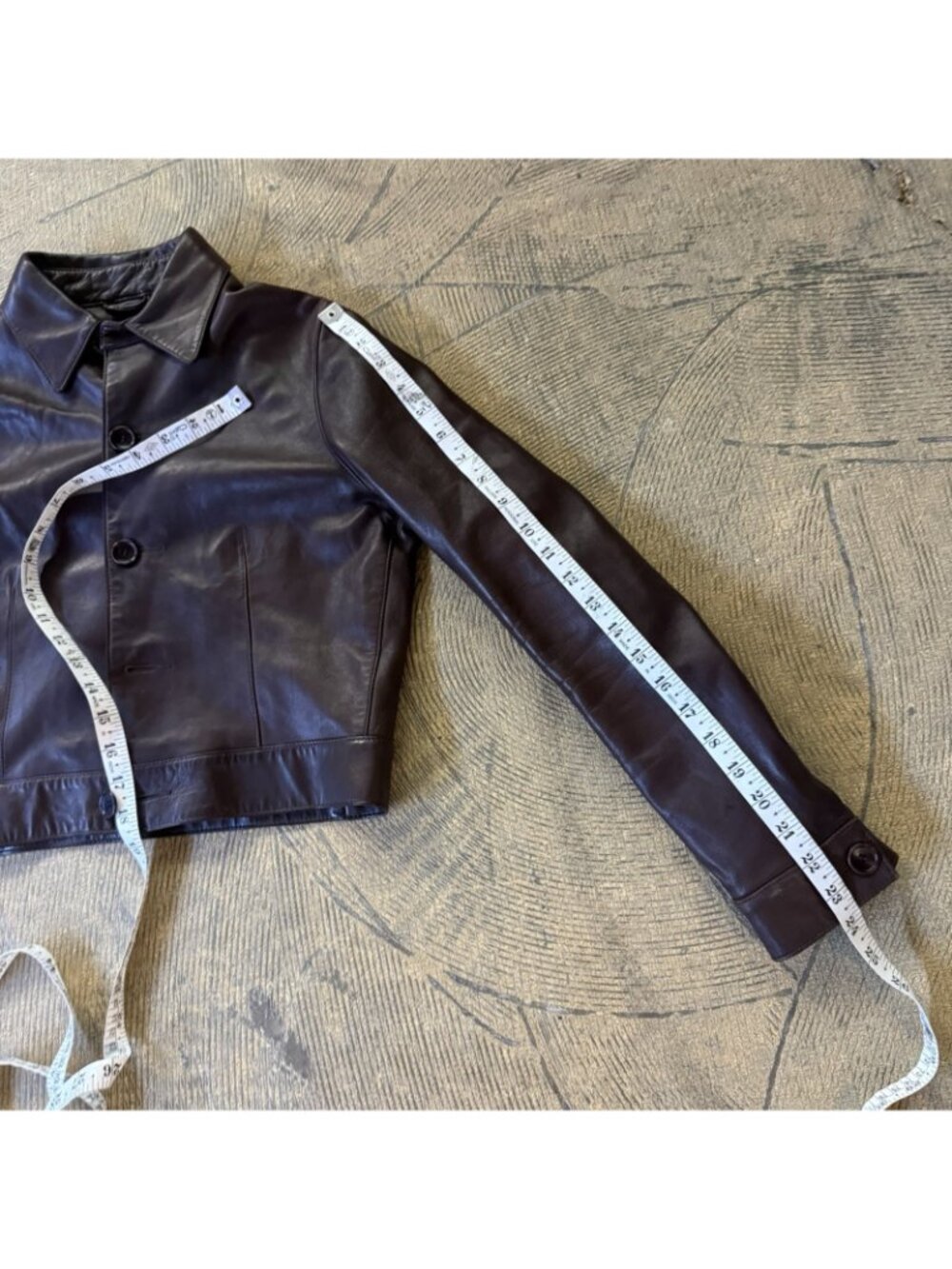 Vintage Polo Ralph Lauren Sport Cropped Brown Leather Jacket Size 8 - Picture 13 of 13